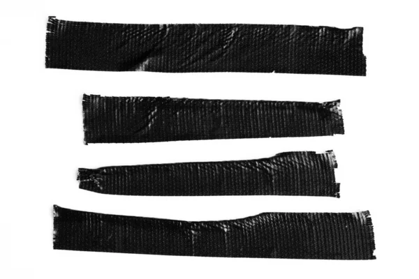 Zwart Bandje Witte Achtergrond Gescheurde Horizontale Verschillende Grootte Plakband Zelfklevende — Stockfoto