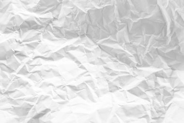 Beyaz ve gri buruşmuş kağıt doku arka planı. Kağıt kırıntıları kırışıyor ve kırışıyor..