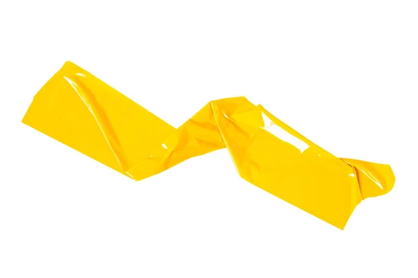 Желтые Ленты Белом Фоне Разрываемая Горизонтальная Разного Размера Желтая Липкая — стоковое фото