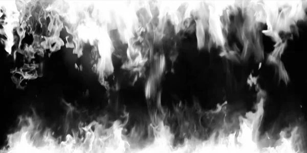 Panorama White Fire Flames Black Background Fire Burst Texture Banner — Stock fotografie