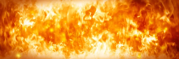 Panorama Fire Flames Black Background Fire Burst Texture Banner Backdrop — Photo