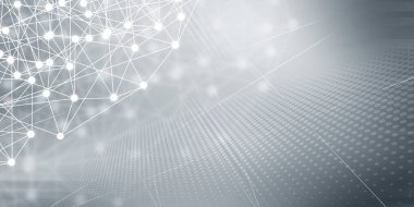 Gray halftone pattern with white line motion and network connection backdrop wallpaper. Clean Grey geometric background. Concept Technical backdrop.
