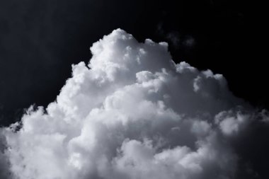white cloud on black background. Dark tone.
