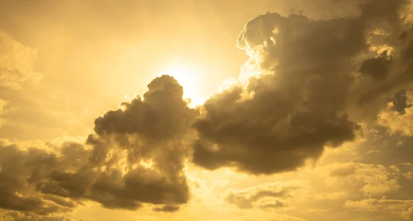 Yellow Fluffy Clouds Sky Warm Tone — Photo