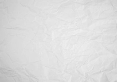 Beyaz ve gri buruşmuş kağıt doku arka planı. Kağıt kırıntıları kırışıyor ve kırışıyor..