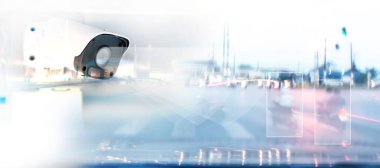 Security CCTV camera or surveillance system in road, Intelligent cameras can record video all day and night to keep you safe from. Closeup of traffic security camera surveillance (CCTV) on the road in