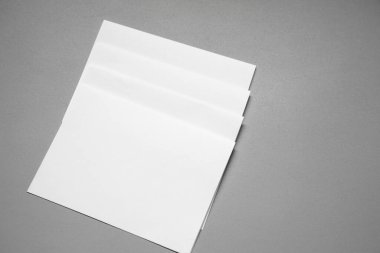 Boş portre mock-up kağıt. gri, değiştirilebilir arka plan izole broşür dergi / beyaz kağıt izole gri üzerine