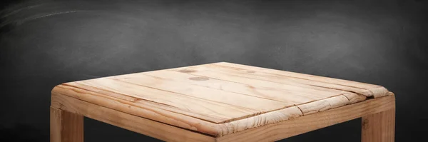 Empty Wooden Chalkboard Backdrop Spotlight Wood Table Top Can Used — Stockfoto