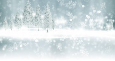 Beyaz kar taneleri bulanık gri arka planda, Lüks Noel 'de pırıl pırıl parlıyor.