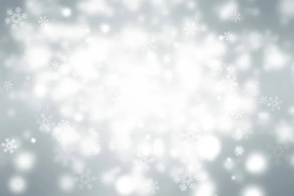 Biały Płatek Śniegu Rozmyty Szarym Tle Nieostre Luksusowe Boże Narodzenie — Zdjęcie stockowe