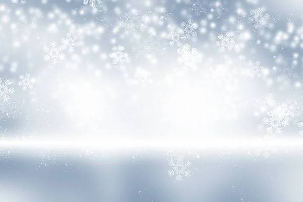 Flocon Neige Blanc Flou Sur Fond Gris Déconcentré Luxueux Noël — Photo
