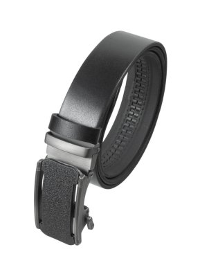 Mens Giyim Aksesuarı. Deri kemer beyaz arkaplanda izole edildi