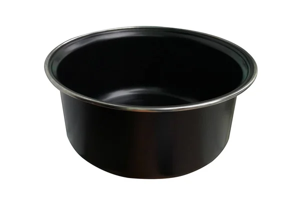 Black Soup Pot Aluminum Isolate White Background — Stock Photo, Image