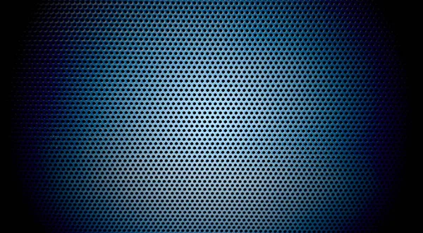 Schwarzer Punkt Abstrakt Blauer Hintergrund Blaue Perforierte Metalloberfläche Blaues Gitter — Stockfoto