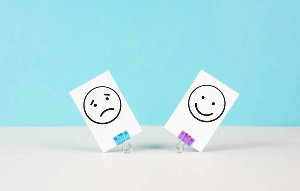 Head Sad Happy Face Mental Health Concept Positive Negative Mindset — Stockfoto