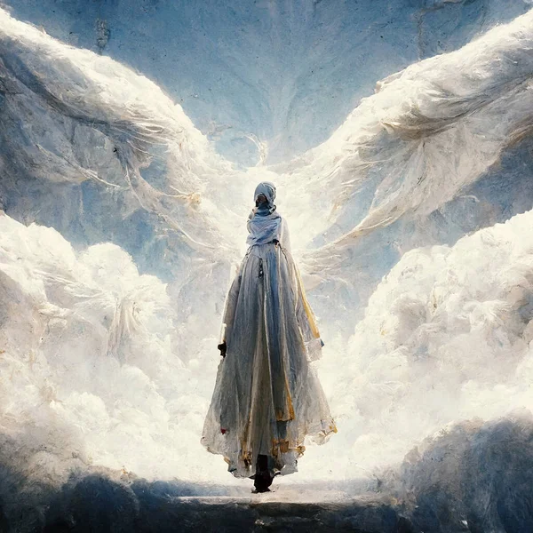 Angel in heaven, religious and spiritual faith, guardian of god, illustration