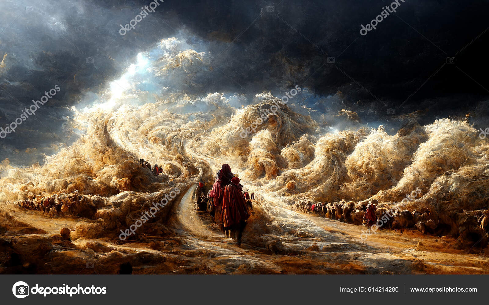 Illustration Exodus Bible Moses Crossing Red Sea Israelites Escape 