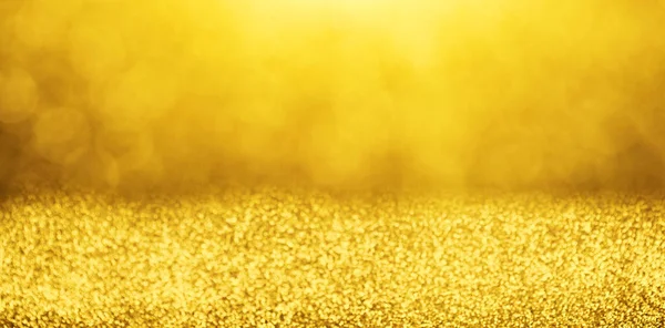 Goldener Bokeh Hintergrund Für Weihnachten Defokussierte Runde Lichter Und Sonnenstrahlen — Stockfoto
