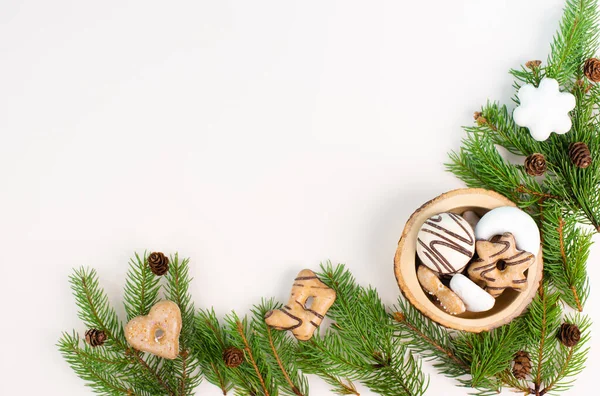 Nurnberg Elisen Perník Mix Tradiční Německé Vánoční Cukrovinky Jedlovými Větvemi — Stock fotografie