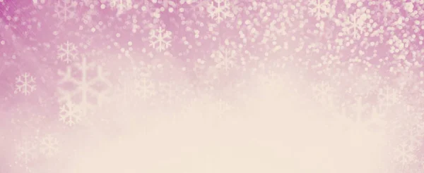 Fundo Bokeh Rosa Com Flocos Neve Para Natal Luzes Redondas — Fotografia de Stock