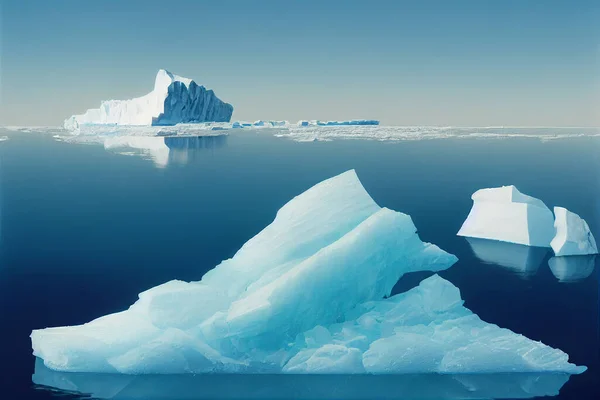 Iceberg Dans Mer Arctique Fonte Des Floes Glace Causée Par — Photo