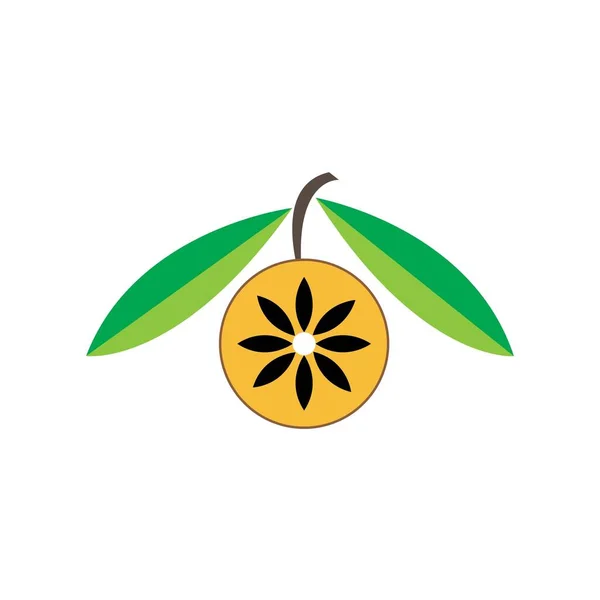 Sapodilla Fruta Logo Diseño Icono Ilustración — Vector de stock