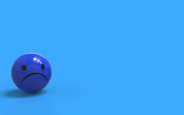 Rendering Wallpaper View Sad Lonely Blue Plastic Ball — Stock Photo, Image