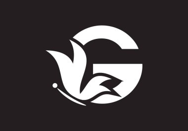 Bu yaratıcı bir G harfi. Kelebek simgesi tasarımı ekle.