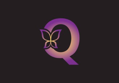 Bu yaratıcı bir harf. Q, kelebek simgesi tasarımı.