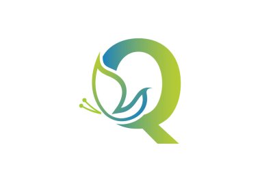 Bu yaratıcı bir harf. Q, kelebek simgesi tasarımı.
