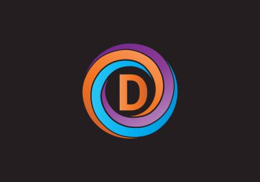 Bu bir D harfi yuvarlanmış simge tasarımı