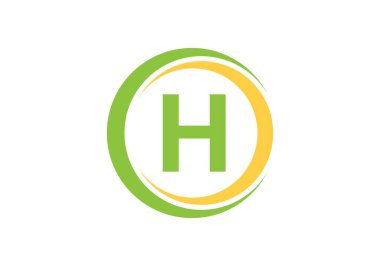 H yuvarlak logo harf tasarım vektör resmi
