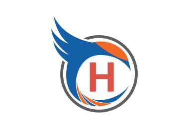 H yuvarlak logo harf tasarım vektör resmi