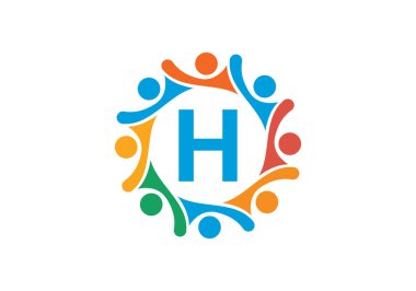H yuvarlak logo harf tasarım vektör resmi
