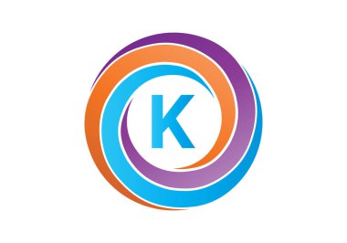 Bu yuvarlak bir K logo simgesi tasarımı.