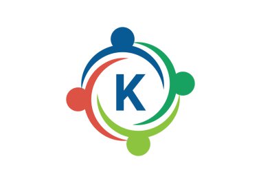Bu yuvarlak bir K logo simgesi tasarımı.
