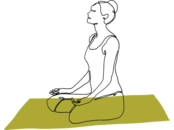 Donna Loto Figura Yoga Disegnato Linea Singola Nera Colore Blocco — Foto Stock