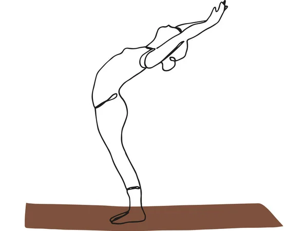 Woman Upward Salut Yoga Figure Drawn Single Black Line Color — Stock Photo, Image