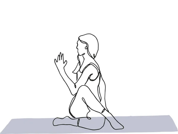 Donna Nel Signore Dei Pesci Figura Yoga Disegnata Linea Singola — Foto Stock