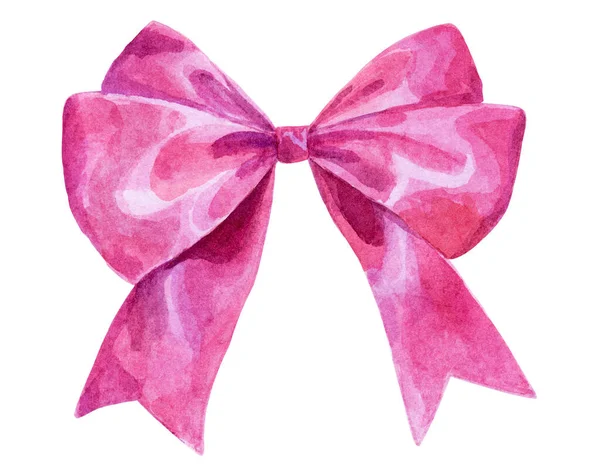Bow of satin ribbon. Painted watercolor. Element for design. — Stock Photo, Image