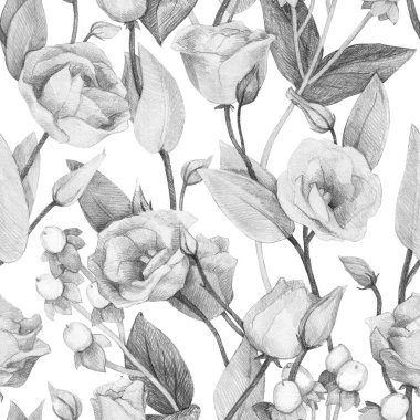 Botanik kusursuz desen. Kumaş, kağıt vs. üzerine basmak için uygun. El yapımı..