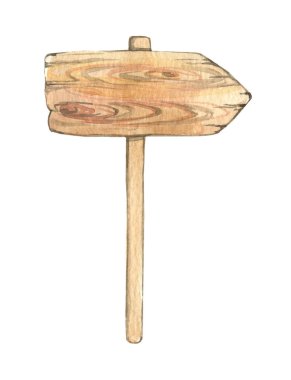 Ahşap bir tablet suluboya ile boyanır. Beyaz arka planda izole edilmiş işaret. Metin tahtası.