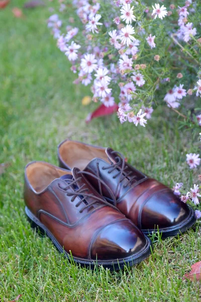 Ιταλικά Goodyear Χρωματιστά Δερμάτινα Mens Καφέ Vintage Oxford Νυφικά Παπούτσια — Φωτογραφία Αρχείου