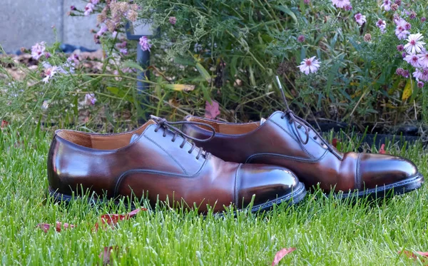 Ιταλικά Goodyear Χρωματιστά Δερμάτινα Mens Καφέ Vintage Oxford Νυφικά Παπούτσια — Φωτογραφία Αρχείου
