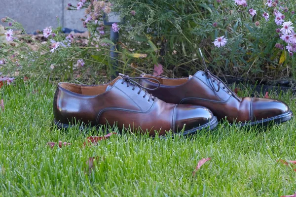Ιταλικά Goodyear Χρωματιστά Δερμάτινα Mens Καφέ Vintage Oxford Νυφικά Παπούτσια — Φωτογραφία Αρχείου