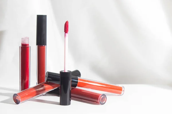 Hintergrund Kosmetische Lippenstift Make Swatch Farbe Verschmieren Flüssige Textur Creme — Stockfoto