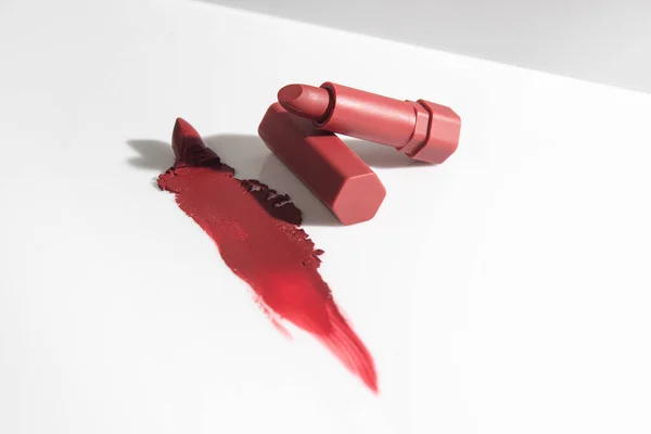 Bakgrund Kosmetiska Läppstift Makeup Swatch Färg Kladd Flytande Konsistens Grädde — Stockfoto