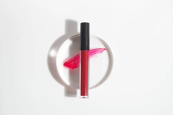 Bakgrund Kosmetiska Läppstift Makeup Swatch Färg Kladd Flytande Konsistens Grädde — Stockfoto