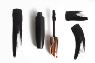 collection set of make-up cosmetic mascara brush stroke texture design, Realistic  smear template,  eyelashes, Hand drawn lash scribble swatch