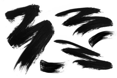 collection set of make-up cosmetic mascara brush stroke texture design, Realistic  smear template,  eyelashes, Hand drawn lash scribble swatch